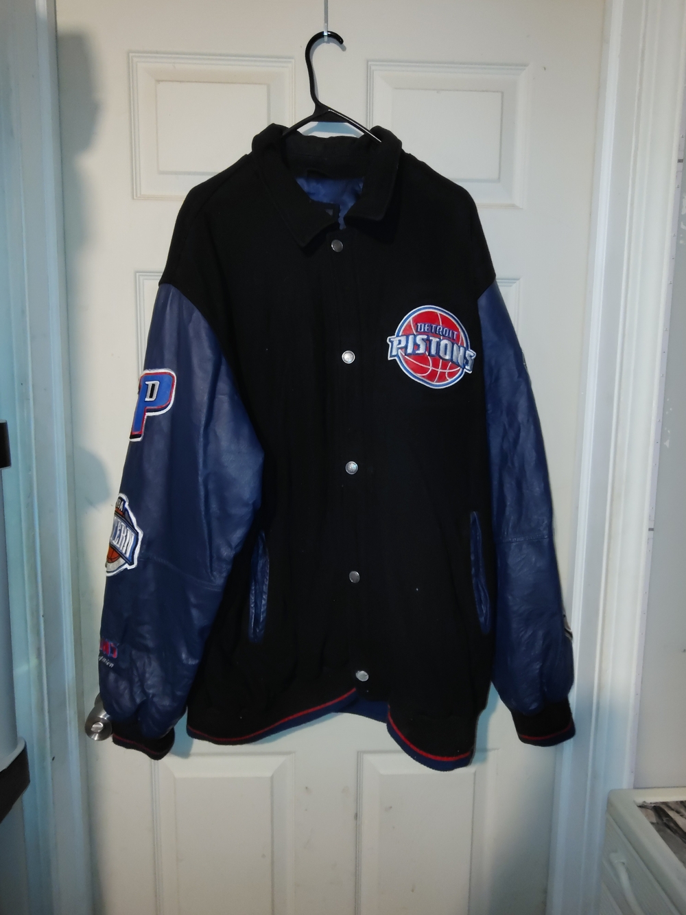 NBA Black and Navy Detroit Pistons Varsity Jacket